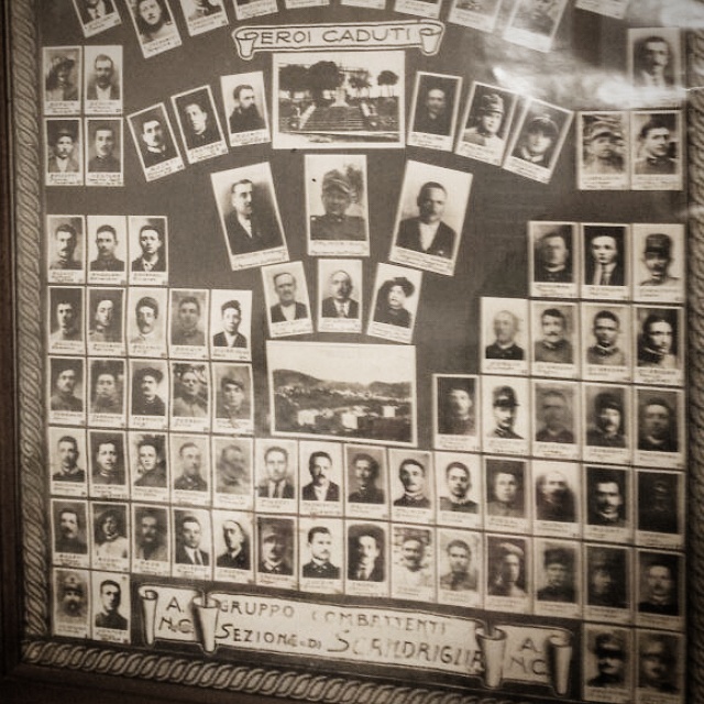 I caduti della Prima Guerra Mondiale a Scandriglia, dettaglio. Fotomontaggio, elaborato in digitale su Instagram