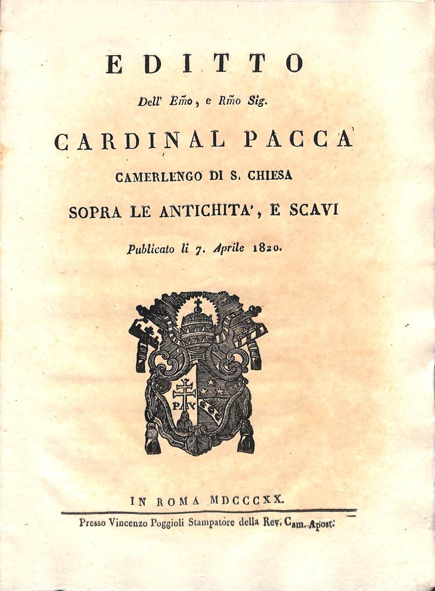 Editto Pacca, 1820, Archivio di Stato di Rieti, Fondo Delegazione Apostolica, Busta 210